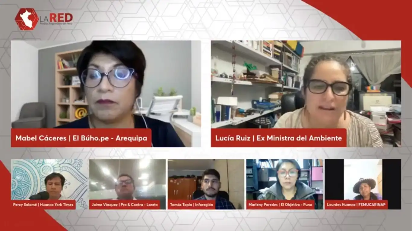La exministra del Ambiente, Lucía Ruíz, y Lourdes Huanca Atencio de la Federación Nacional de Mujeres Indígenas, participaron de la entrevista con LA RED.